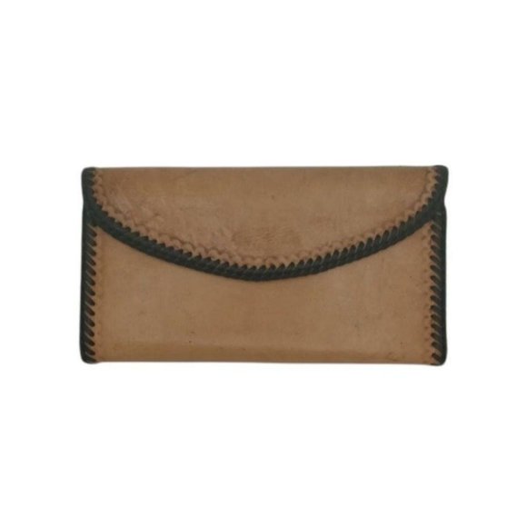 Vintage Wallet Hand Tooled Leather Wallet Hummingbird Floral Scene Whipstitched - Picture 2 of 10